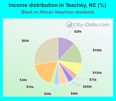 Income distribution in Teachey, NC (%)