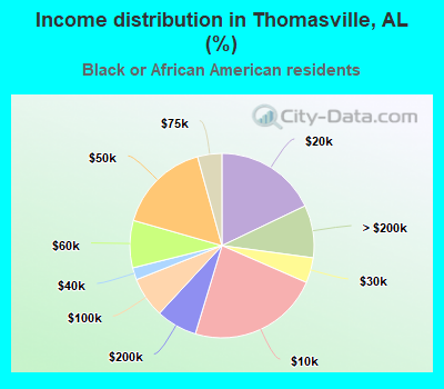 Income distribution in Thomasville, AL (%)