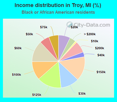 Income distribution in Troy, MI (%)