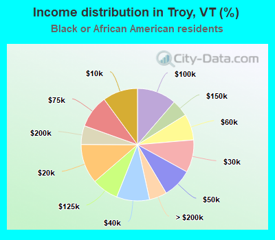 Income distribution in Troy, VT (%)