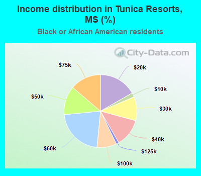Income distribution in Tunica Resorts, MS (%)