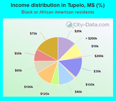 Income distribution in Tupelo, MS (%)