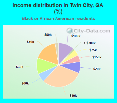 Income distribution in Twin City, GA (%)