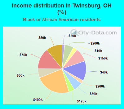 Income distribution in Twinsburg, OH (%)