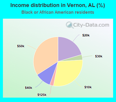 Income distribution in Vernon, AL (%)