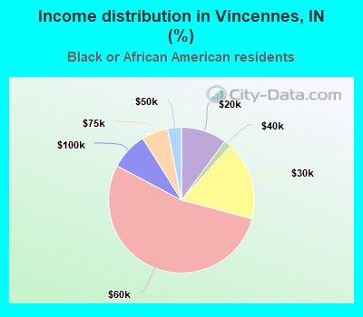 Income distribution in Vincennes, IN (%)