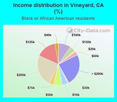 Income distribution in Vineyard, CA (%)