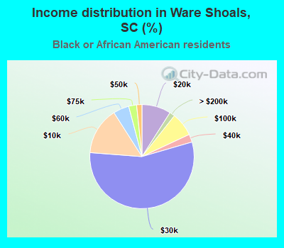 Income distribution in Ware Shoals, SC (%)