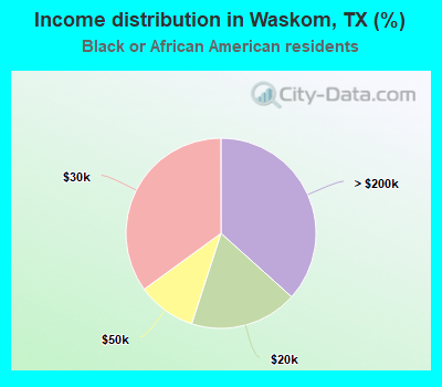 Income distribution in Waskom, TX (%)