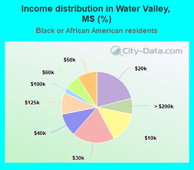 Income distribution in Water Valley, MS (%)