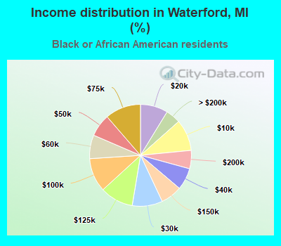 Income distribution in Waterford, MI (%)