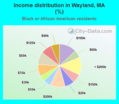Income distribution in Wayland, MA (%)
