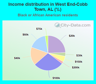 Income distribution in West End-Cobb Town, AL (%)