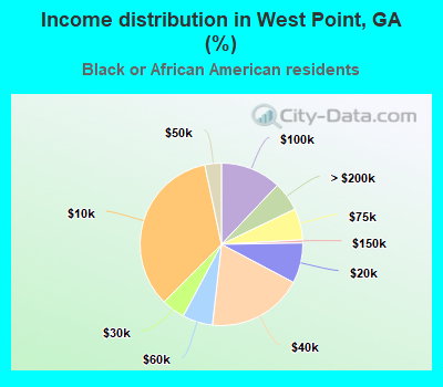 Income distribution in West Point, GA (%)