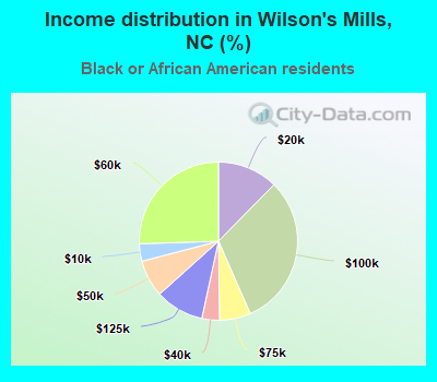 Income distribution in Wilson's Mills, NC (%)