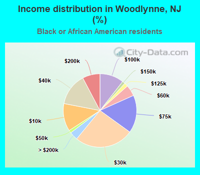 Income distribution in Woodlynne, NJ (%)