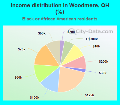 Income distribution in Woodmere, OH (%)