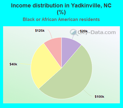 Income distribution in Yadkinville, NC (%)