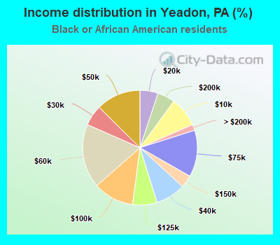 Income distribution in Yeadon, PA (%)