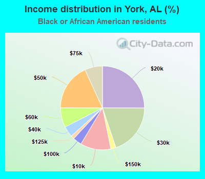 Income distribution in York, AL (%)