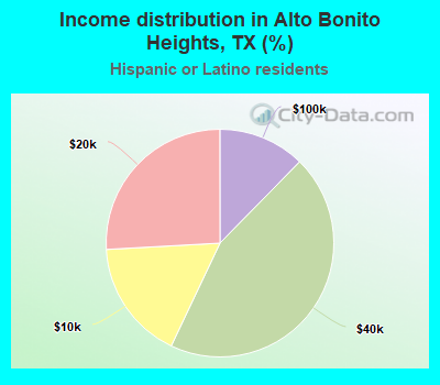 Income distribution in Alto Bonito Heights, TX (%)