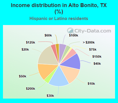 Income distribution in Alto Bonito, TX (%)