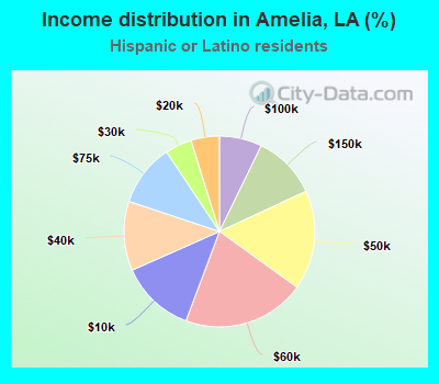 Income distribution in Amelia, LA (%)