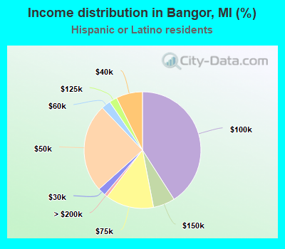 Income distribution in Bangor, MI (%)