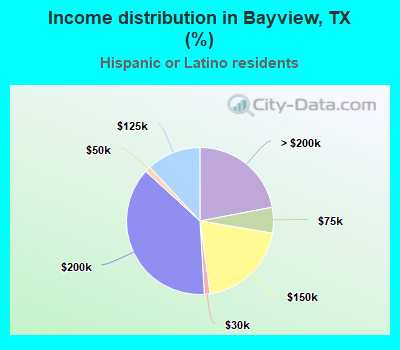 Income distribution in Bayview, TX (%)