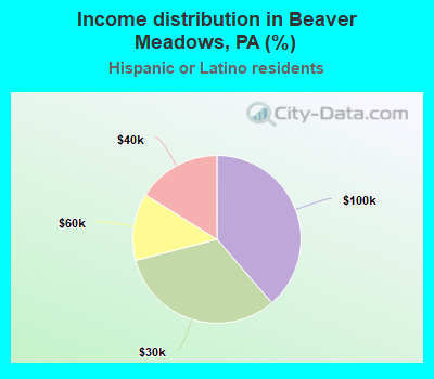Income distribution in Beaver Meadows, PA (%)