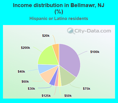 Income distribution in Bellmawr, NJ (%)