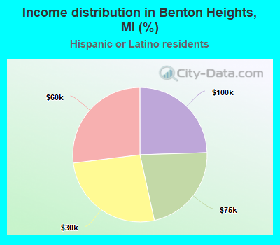 Income distribution in Benton Heights, MI (%)