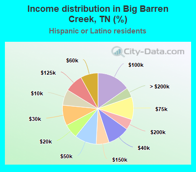 Income distribution in Big Barren Creek, TN (%)