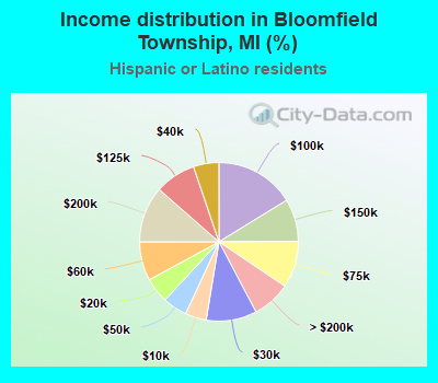 Income distribution in Bloomfield Township, MI (%)