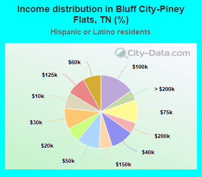 Income distribution in Bluff City-Piney Flats, TN (%)