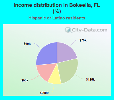 Income distribution in Bokeelia, FL (%)