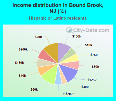 Income distribution in Bound Brook, NJ (%)