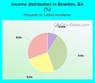 Income distribution in Bowdon, GA (%)