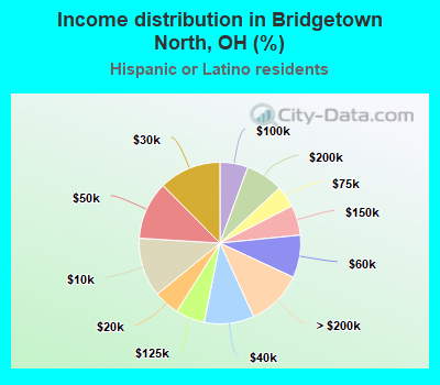 Income distribution in Bridgetown North, OH (%)