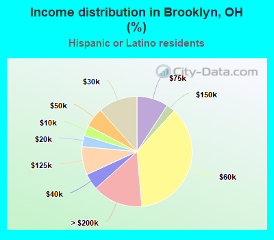 Income distribution in Brooklyn, OH (%)