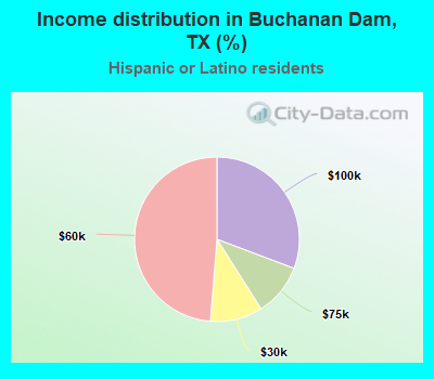Income distribution in Buchanan Dam, TX (%)
