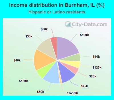 Income distribution in Burnham, IL (%)