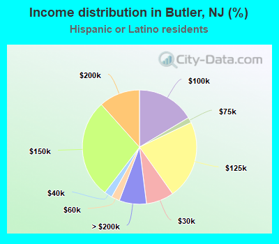 Income distribution in Butler, NJ (%)