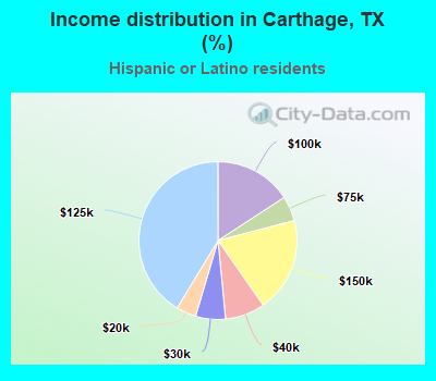 Income distribution in Carthage, TX (%)