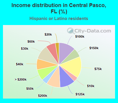 Income distribution in Central Pasco, FL (%)