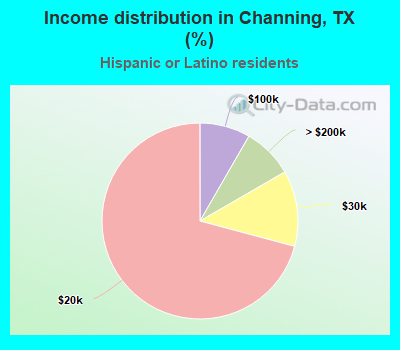 Income distribution in Channing, TX (%)