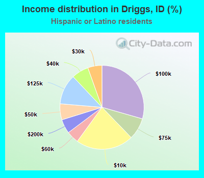 Income distribution in Driggs, ID (%)
