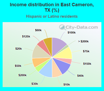Income distribution in East Cameron, TX (%)