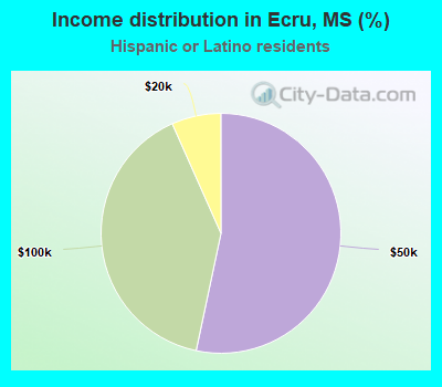 Income distribution in Ecru, MS (%)