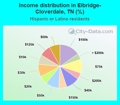 Income distribution in Elbridge-Cloverdale, TN (%)